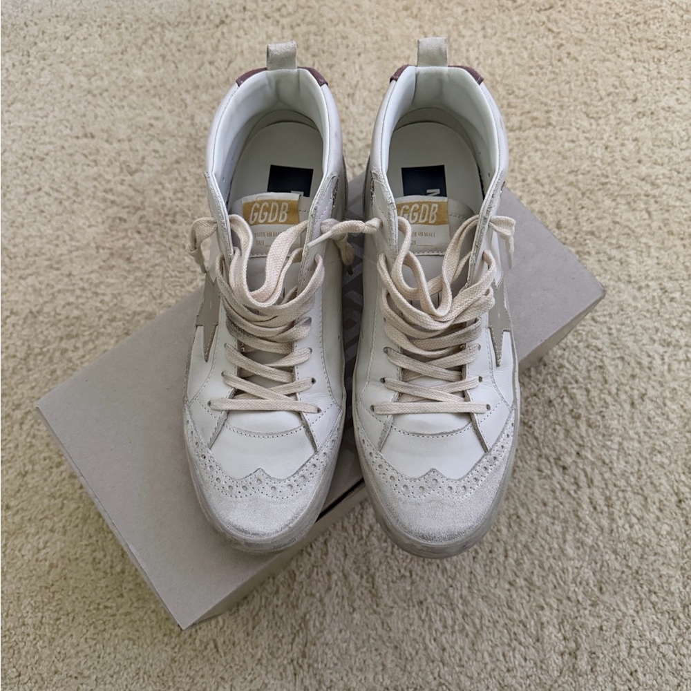 Golden Goose White and Cream Sneakers